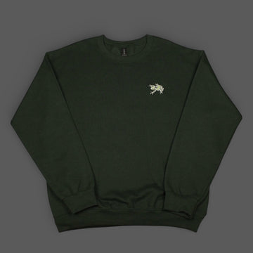 Gray Tree Frog Embroidered Crewneck