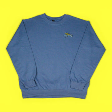 Sky-Blue Poison Frog Embroidered Crewneck
