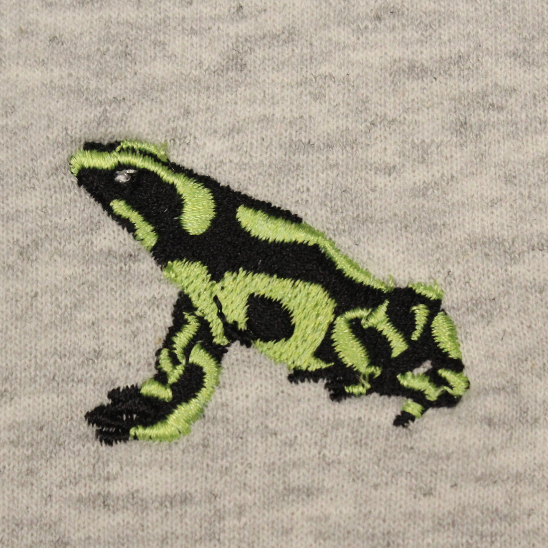 Green and Black Poison Dart Frog Embroidered Crewneck