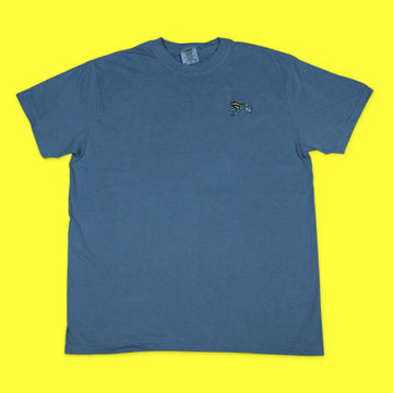 Sky Blue Poison Frog Embroidered T-shirt