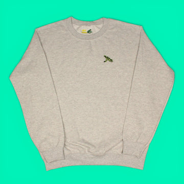 Green and Black Poison Dart Frog Embroidered Crewneck