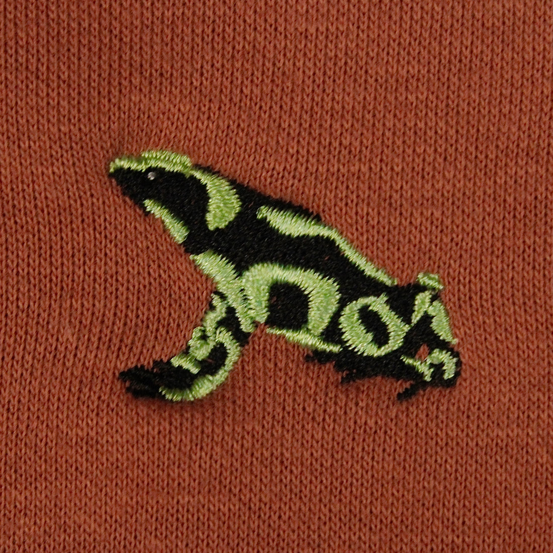 Green and Black Poison Dart Frog Embroidered Hoodie